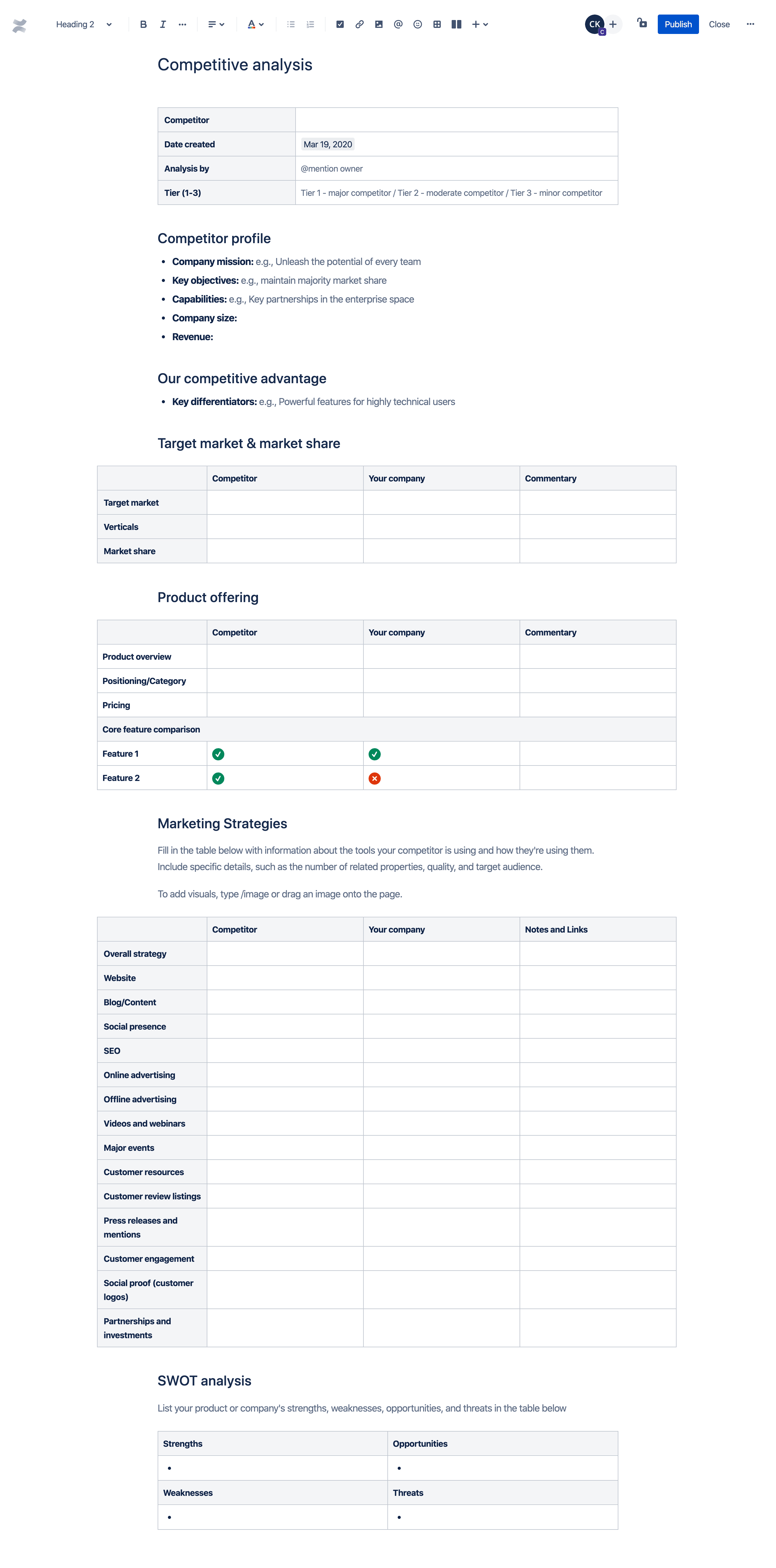 Competitive analysis template